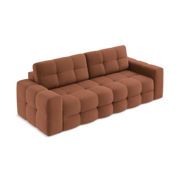 Sklopiva sofa od bouclé tkanine boja terakote 255 cm Milu – Makamii-image-2