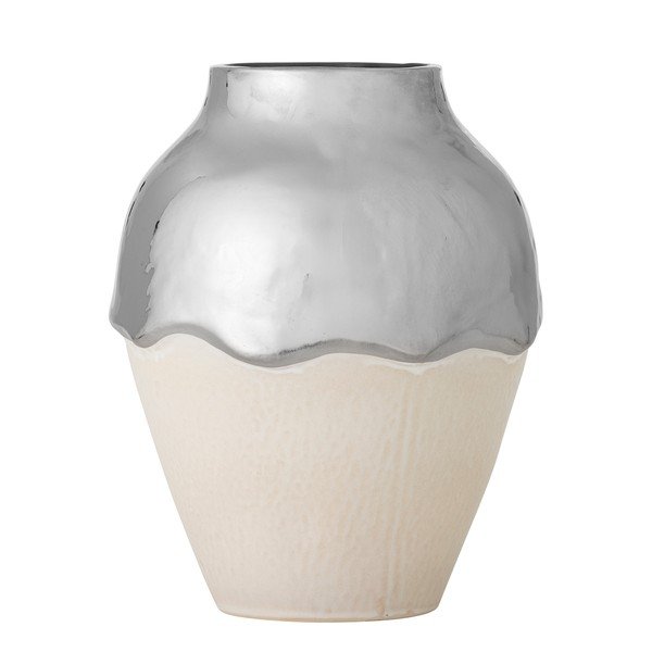 Krem/u srebrnoj boji vaza od kamenine (visina 26 cm) Silvio – Bloomingville