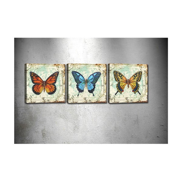 Set od 3 slike Tablo Center Butterflies