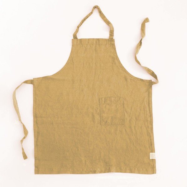 Dječja tamnožuta lanena pregača Linen Tales Regular, 57 x 47 cm