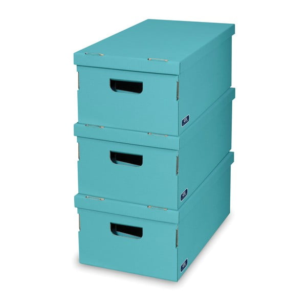 Set od 3 kutije za odlaganje plave boje Domopak