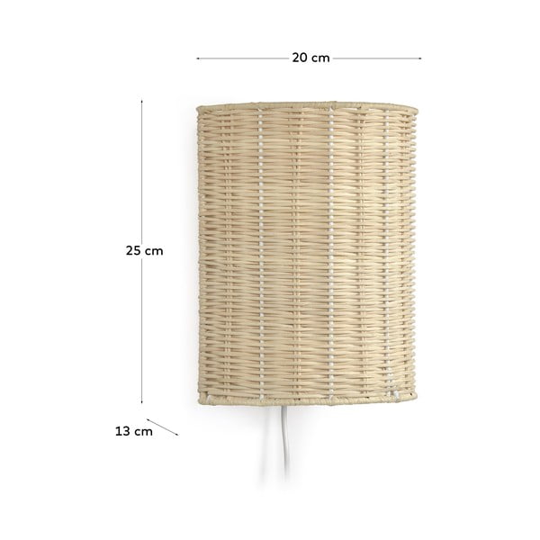 Zidna lampa od ratana u prirodnoj boji Kimjit - Kave Home-image-4