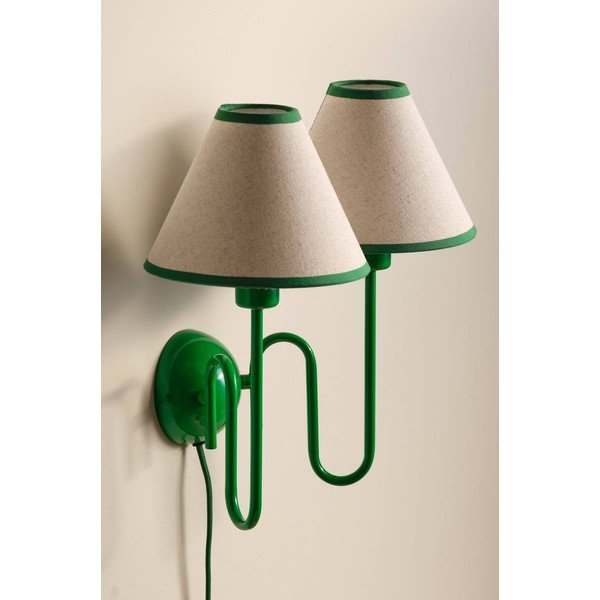 Zelena/bež lanena zidna lampa s utikačem Juliet – Jotex-image-2
