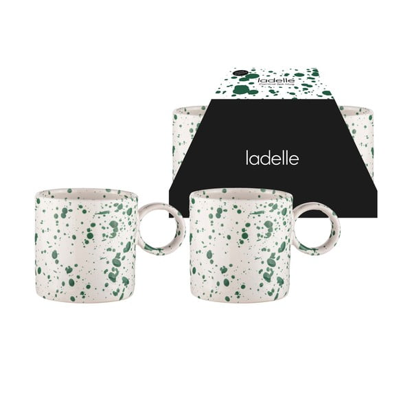 Bijelo-zelene šalice u setu 2 kom od kamenine 450 ml Carnival – Ladelle-image-1