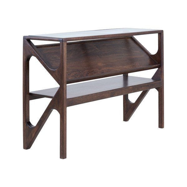 Pomoćni stol sa staklenom pločom stola u tamnoj prirodnoj boji 41x119 cm Yuki – Light & Living