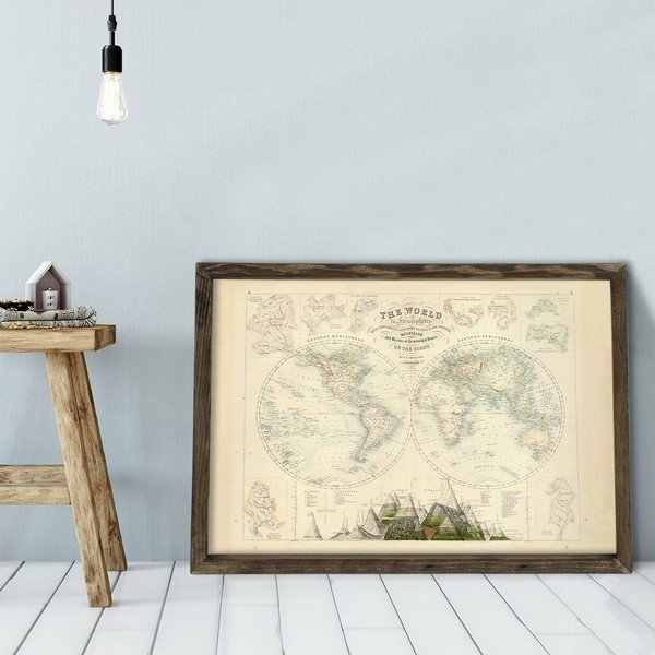 Slika u drvenom okviru Globe, 70 x 50 cm-image-1