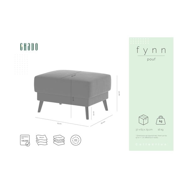 Tamnoplavi baršunasti tabure Ghado Fynn-image-3