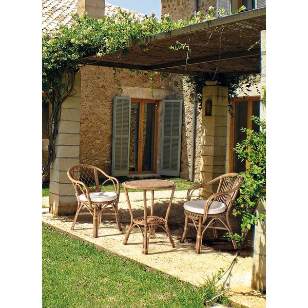 Vrtna stolica od masivnog drveta/od ratana u prirodnoj boji Athina – Bizzotto-image-1