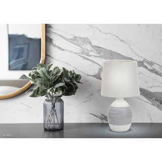 Svijetlo siva stolna lampa s tekstilnim sjenilom (visina 35 cm) Ambon – Candellux Lighting