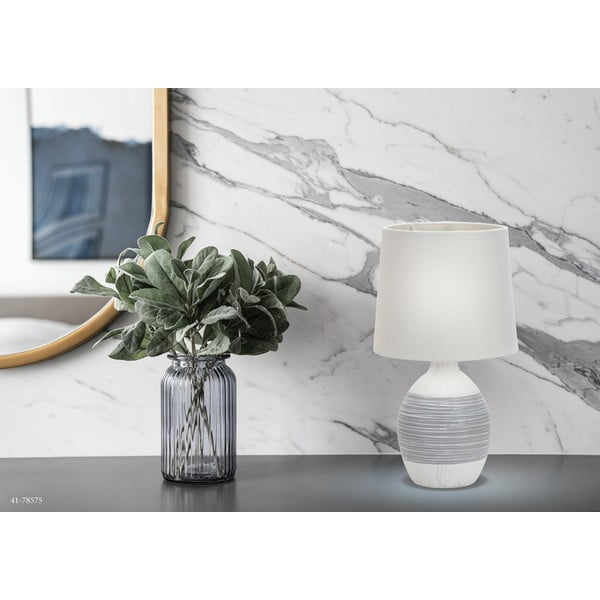 Svijetlo siva stolna lampa s tekstilnim sjenilom (visina 35 cm) Ambon – Candellux Lighting-image-1
