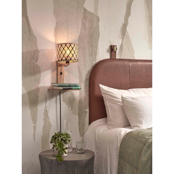Crna/u prirodnoj boji zidna lampa ø 18 cm Java – Good&Mojo-image-1