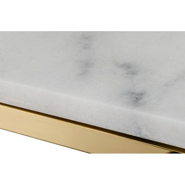 Bijeli mramorni konzolni stol sa zlatnim podnožjem RGE Marble, duljina 100 cm-image-1