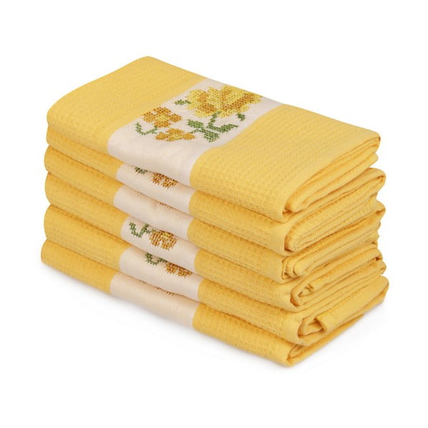 Set od 6 žutih ručnika od čistog pamuka Simplicity, 45 x 70 cm