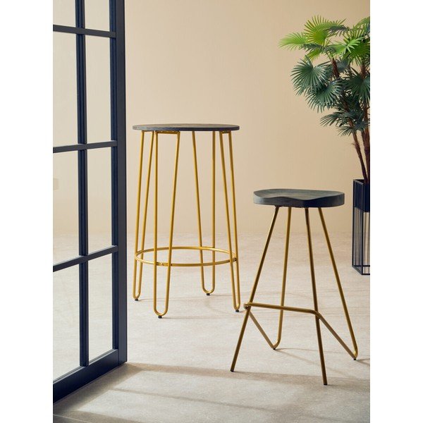Barska stolica od čvrstog brijesta u zlatnoj boji/u prirodnoj boji (visine sjedala 78 cm) District – Premier Housewares-image-3