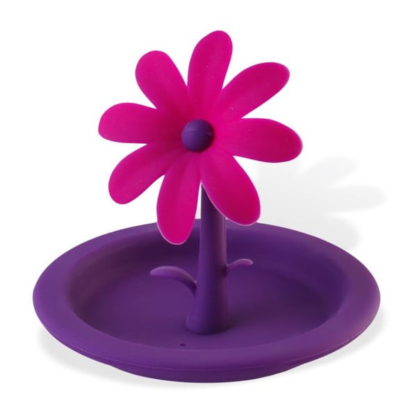 Silikonski poklopac za šalice Vialli Design Flower, ljubičasti