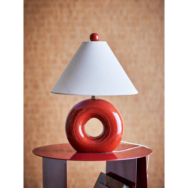 Crvena/krem stolna lampa keramička s tekstilnim sjenilom (visina 42 cm) Panja – Bloomingville-image-2
