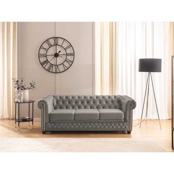 Siva baršunasti sklopiva sofa 203 cm York Blik – Ropez-image-1