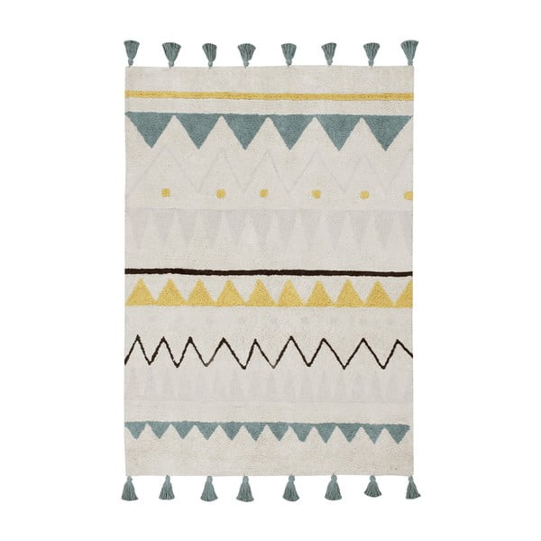 Krem periv/ručno rađen pamučan dječji tepih 140x200 cm Azteca Vintage Blue – Lorena Canals