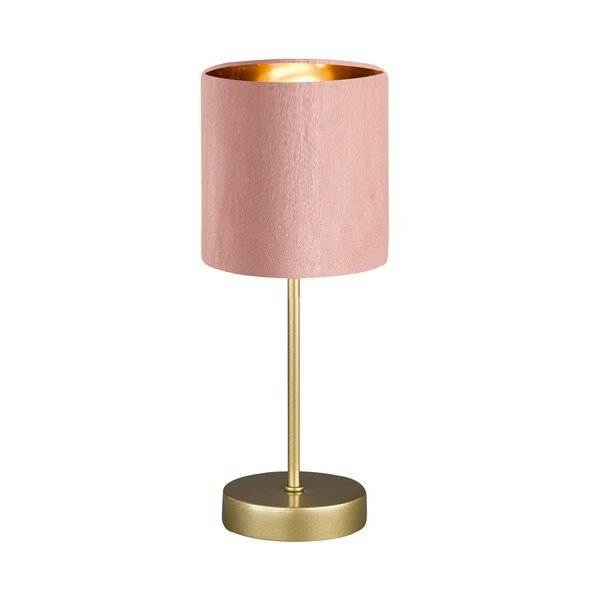 Ružičasta/u zlatnoj boji metalna stolna lampa s tekstilnim sjenilom (visina 34 cm) Aura – Fischer & Honsel