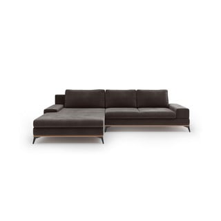 Tamnosmeđa baršunasta kutna garnitura Windsor & Co Sofas Astre, lijevi kut