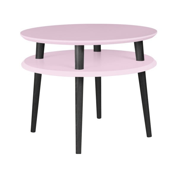 Svijetlo ružičasti stolić s crnim nogama Ragaba UFO, Ø 57 cm