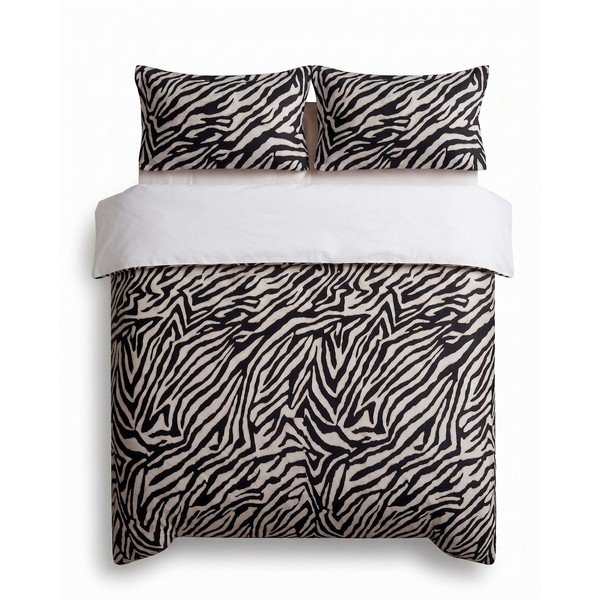 Crna posteljina za bračni krevet 200x200 cm Zebra – Mijolnir