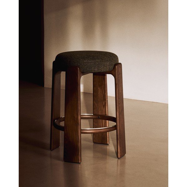 Zelena/u tamnoj prirodnoj boji barska stolica od čvrste jeseni (visine sjedala 65 cm) Granite – Kave Home-image-1