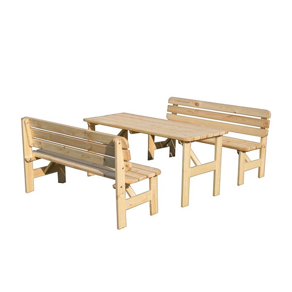 Vrtna klupa od masivnog drveta u prirodnoj boji Viking – Rojaplast-image-1