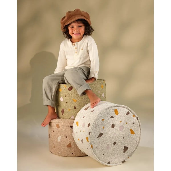 Svjetlo smeđi dječji tabure od bouclé tkanine/od šenila Terrazzo – Wigiwama-image-4