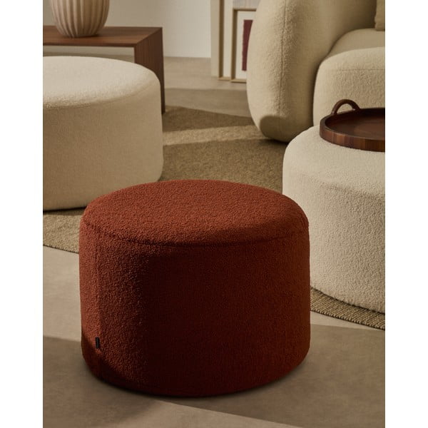 Tabure od bouclé tkanine boje terakote Kaeli – Kave Home-image-1