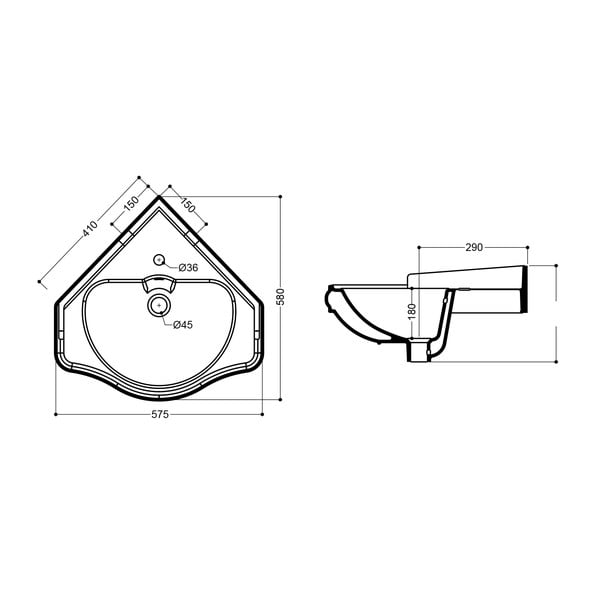 Bijeli keramički umivaonik 57,5x58 cm Retro – Sapho-image-3
