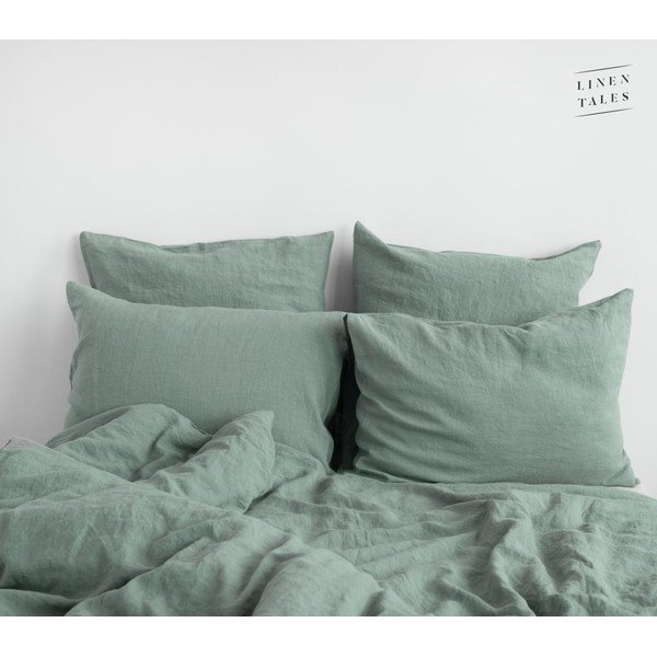 Zelena/plava lanena navlaka za poplun za bračni krevet 200x200 cm Milieu – Linen Tales-image-4