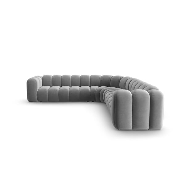 Svijetlo siva baršunasti kutna garnitura Lupine – Micadoni -image-2