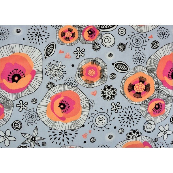 Narančasto-siva posteljina za krevet za jednu osobu od pamučnog satena 140x200 cm Poppy -image-1