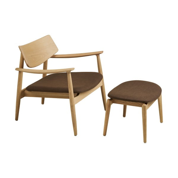 Smeđa fotelja s naslonjačem za noge Olvera – House Nordic-image-2