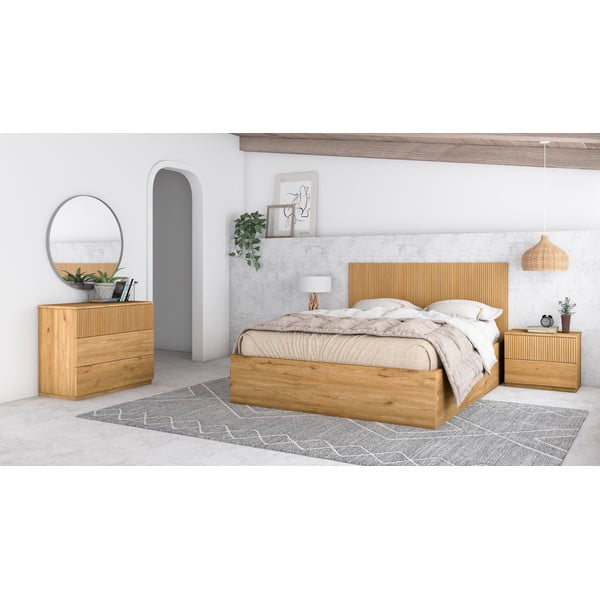 Niska komoda u dekoru hrasta u prirodnoj boji 100x72 cm Rayana - Marckeric-image-1