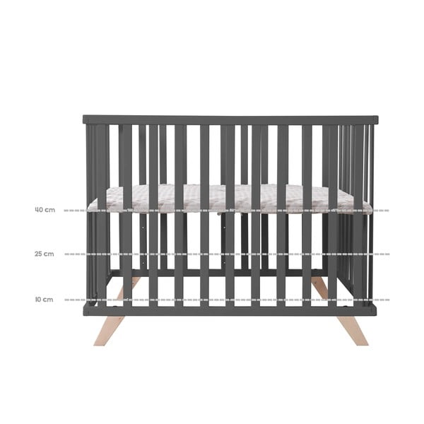 Tamno sivi putni krevetić od masivne bukve 75x100 cm Lil Planet – Roba-image-3