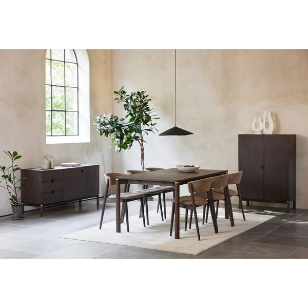 Tamno smeđa niska komoda u dekoru hrasta 160x73 cm Arun – Unique Furniture-image-2