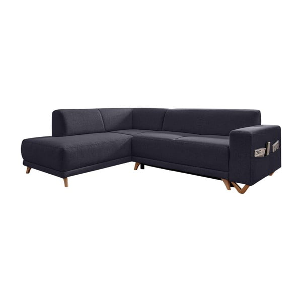 Antracitno siva sklopiva/s prostorom za odlaganje kutna garnitura (s lijevim kutom/u obliku slova L) Classy Sophie – Miuform