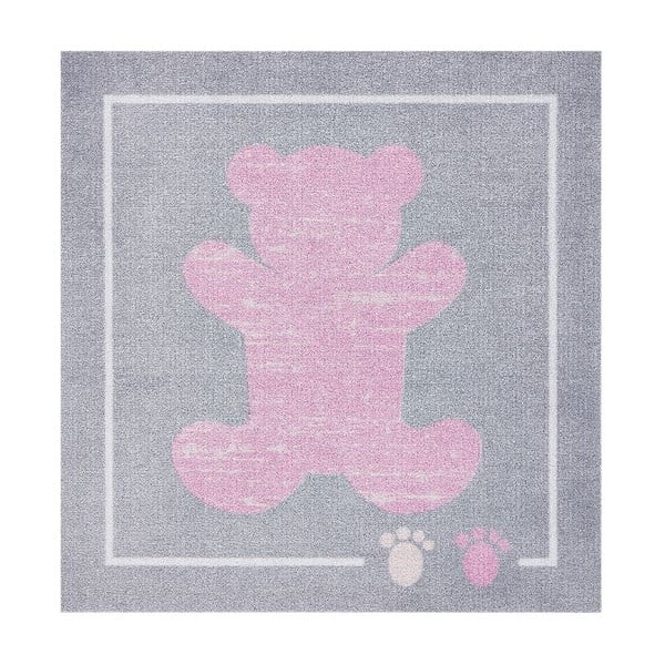 Dječji ružičasto-sivi tepih Zala Living Teddy, 100 x 100 cm