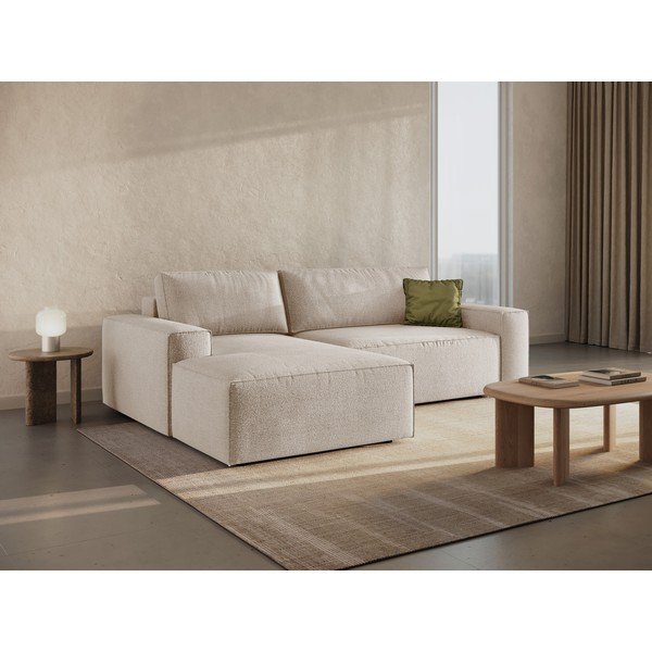 Bež sklopiva kutna garnitura od bouclé tkanine (s lijevim kutom) Jodie – Micadoni Home-image-1