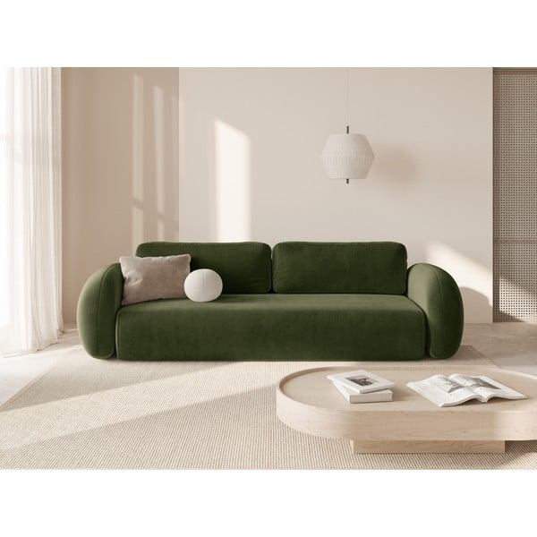 Zelena baršunasti sklopiva/s prostorom za odlaganje sofa 262 cm Tonale – Cosmopolitan Design-image-1