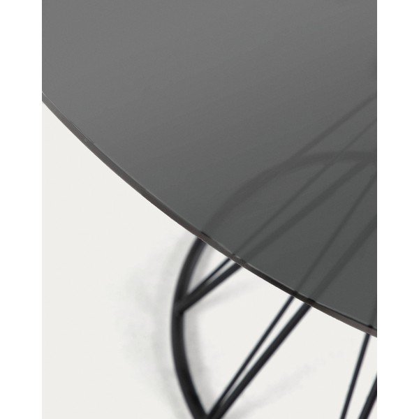 Crni okrugli blagovaonski stol sa staklenom pločom stola ø 120 cm Niut – Kave Home-image-2