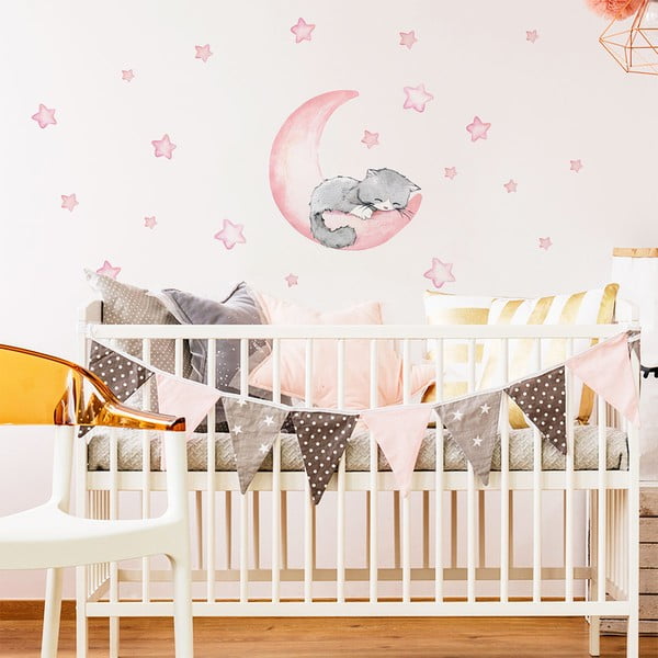 Ružičaste dječje zidne naljepnice Ambiance Magic Cat-image-3