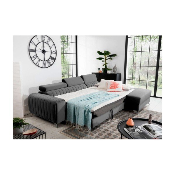 Tamno siva baršunasti sklopiva/s prostorom za odlaganje kutna garnitura (s desnim kutom/s ležaljkom) Grayson – ELTAP-image-4