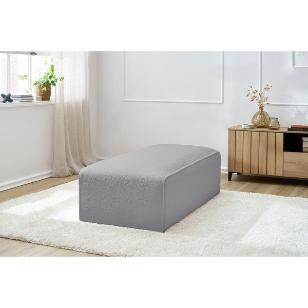 Svijetlo sivi modularni tabure od bouclé tkanine Megeve – Bobochic Paris-image-4