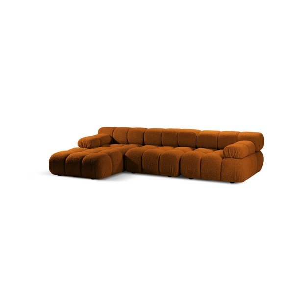 Kutna garnitura od bouclé tkanine boja terakote (s lijevim kutom/s ležaljkom) – Micadoni -image-2
