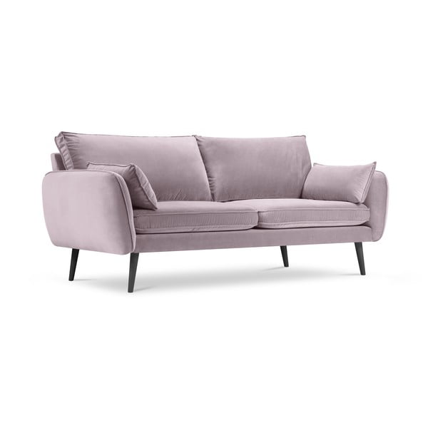 Svjetloružičasta sofa od baršuna s crnim nogama Kooko Home Lento, 198 cm-image-2