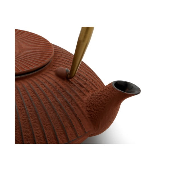 Svijetlo crveni čajnik od lijevanog željeza 1,1 l Linhai – Bredemeijer-image-1