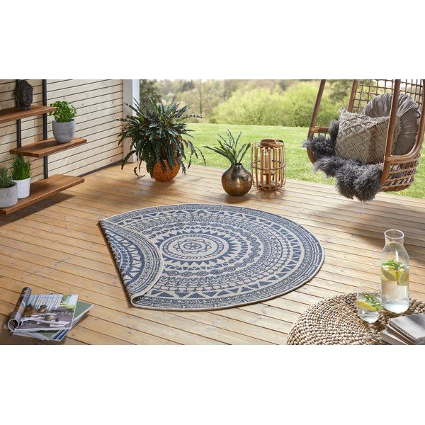Plavo-krem vanjski tepih NORTHRUGS Coron, ø 140 cm-image-3
